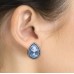 E101LB Antiqued Silver Lt Blue Tear Drop Crystal Earrings 106382